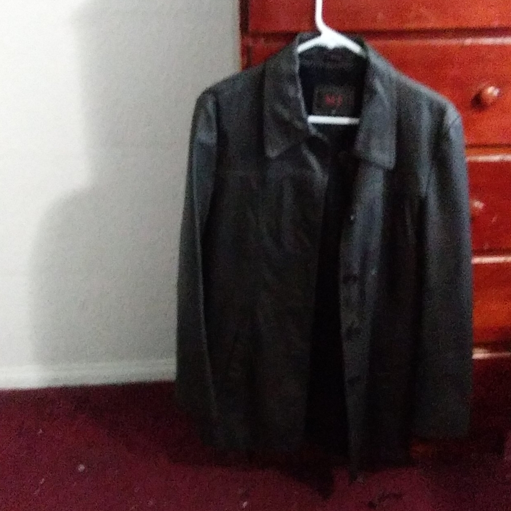 Brown leather coat